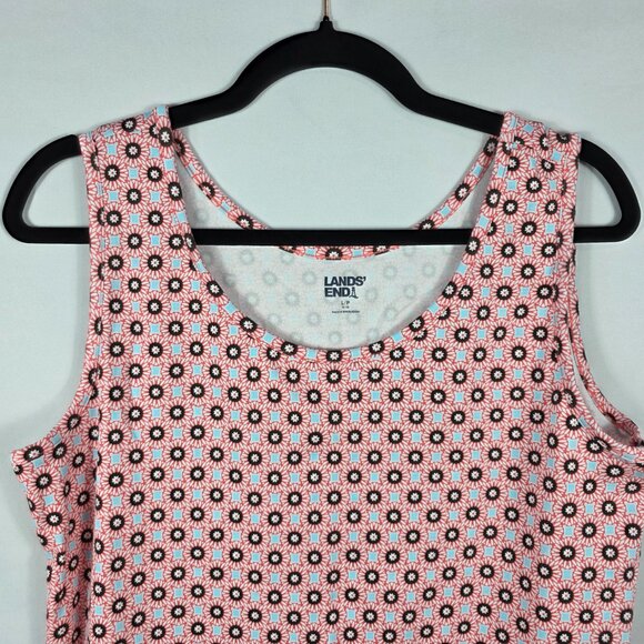 Lands' End Tank Top Women's Size Large Pink, Blue & White Geometric Print - Picture 2 of 11